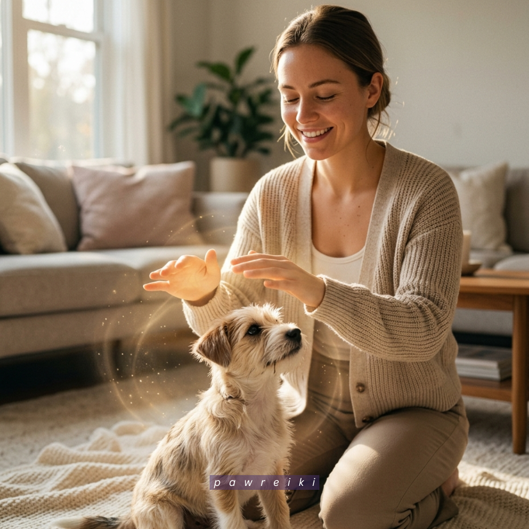 Full-Body Hover Reiki Hand Position For Puppies